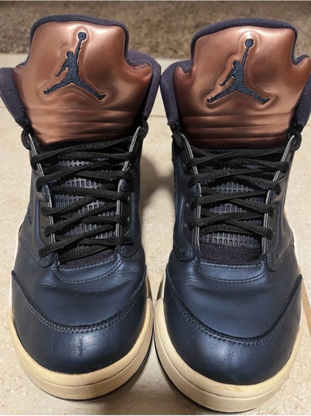 Jordan Men's Navy and Bronze High-Top Sneakers